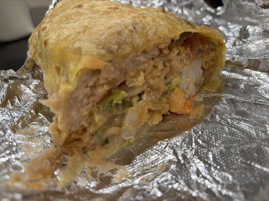 Shrimp burrito- cut in half