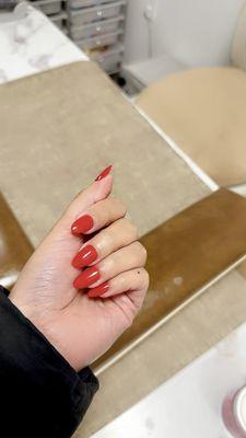 SNS powder red nails