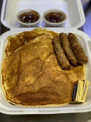 2 Buttermilk Pancakes for $2.95 add Sausage, Ham or Bacon for an additional $2