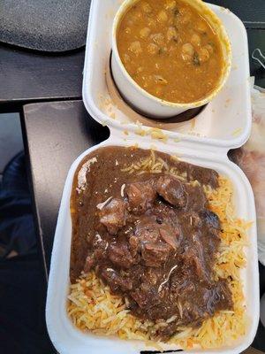 Halal Goat Meal with garbanzos.