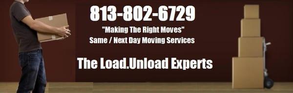 813.802.6729 Short notice movers moving labor tampa florida
