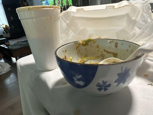 The small bowl I served from the container which was half. How is this 3 soups that cost me $75!?!? It's criminal