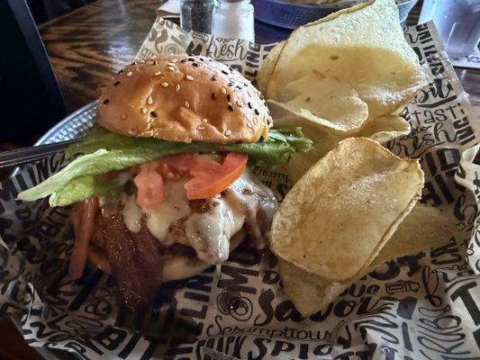 Grilled chicken sandwich and house-made chips