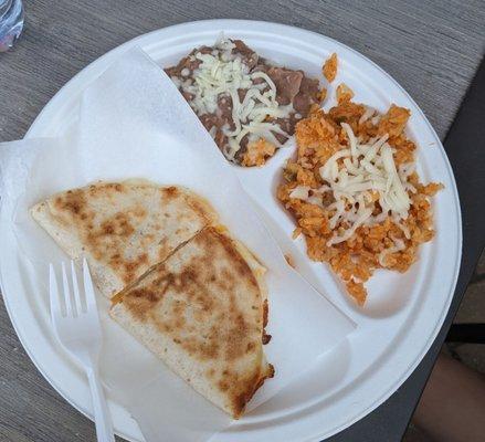 Cheese Quesadilla Kid's Meal with Beans and Rice