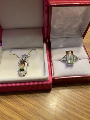 The ring was custom made. The pendant was one that I purchased to match!