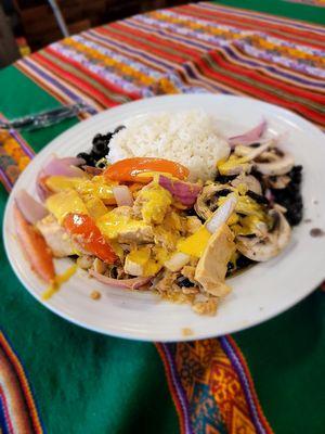 Tuna bowl with huancaina sauce. Tasty.
