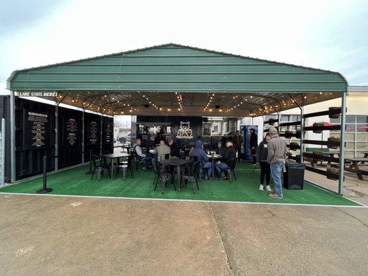 Food trailer with an awning