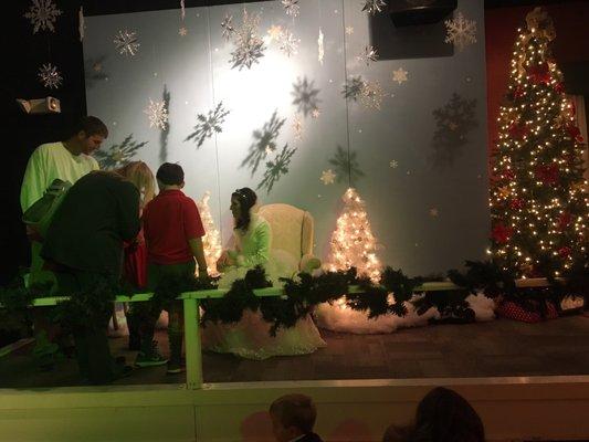 First you see the snow queen before meeting Santa!