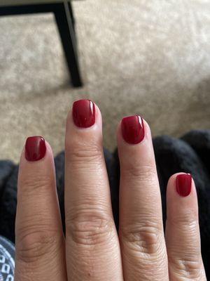 Cherry berry on my toes and fingers today! Love the color shape and length is PERFECT! thank you Jenny!