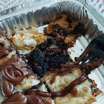 This was supposed to be a Nutella and Reese crepe ... instead it is a burnt oreo crepe