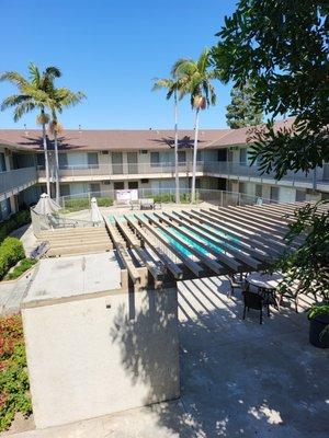 View on Santiago pool. And common area.
