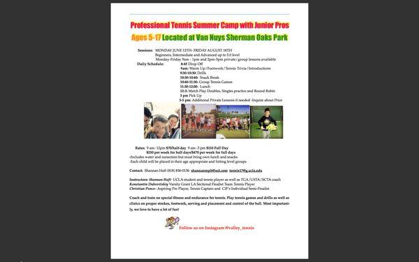 Professional Tennis Summer Camp with Junior Pros