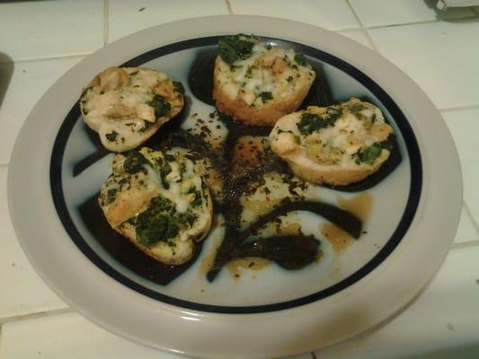 Brocolli basil asiago bruchetta with herb infused red wine vinegrette