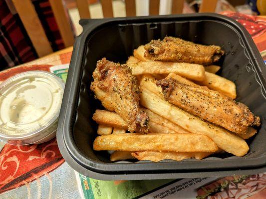 Crispy lemon pepper wings. Surprisingly good!