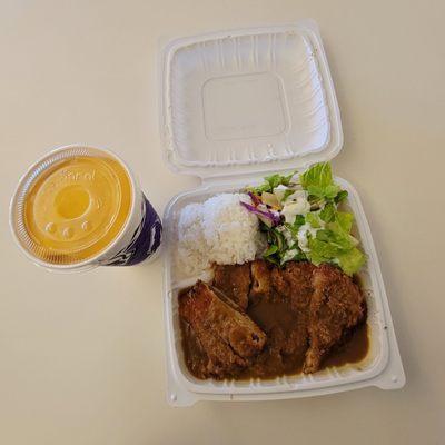 Mango Tango smoothie with Katsu Curry ($10.75) plate