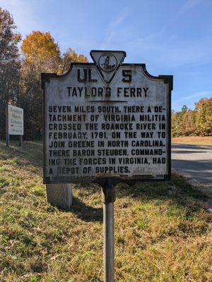 Taylor's Ferry Historical Marker