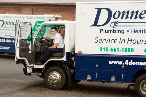 Nick in one of our trucks, Donnelly's Plumbing Heating and Cooling