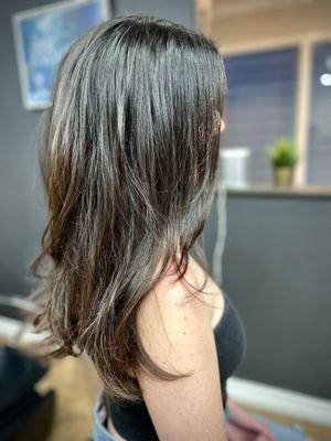 Butterfly layers, long layers, long shag layers, face framing layers