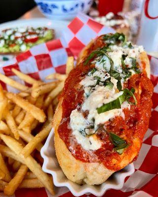 Meatball, Burrata, & Basil Sandwich
