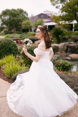 Wedding dress, altered wonderfully to my height and body shape.