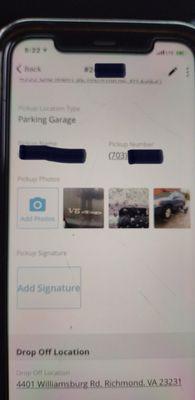 Photo the tower gave me to "confirm" he dropped it off at the Firestone - lied about that!