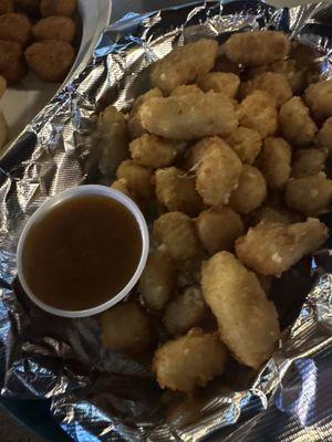 Cheese curds with Carmel Sauce