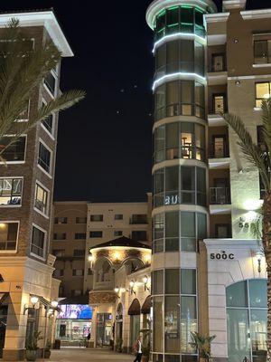 Apartments above the restaurants and retail stores