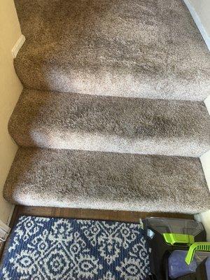 Two stairs not finished when he left out the door...