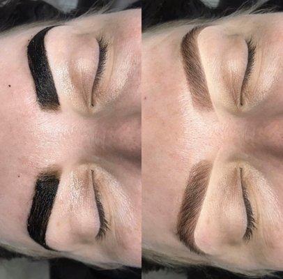 Tinting my brows before and after