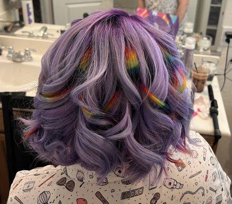 Lavender hair with custom prism extensions