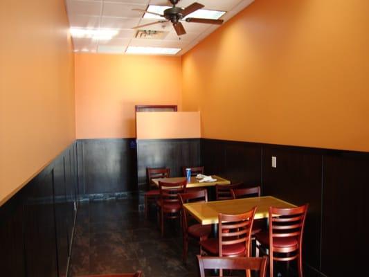 The food is exactly as boring as the dining room.