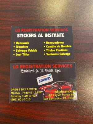 *Renewals *Transfers *Salvage Vehicle *Lost Titles