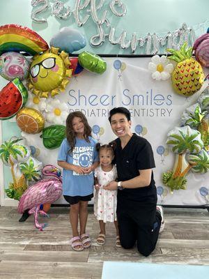 Taken AFTER the visit and the girls were all smiles! They love their dentist!