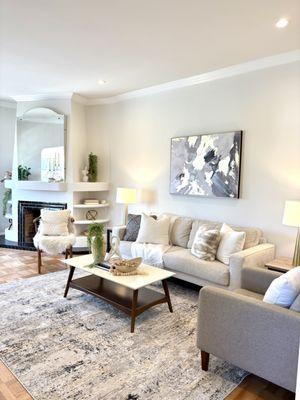 Living Room Staging - Daly City, SF. The property was only on the market for one month before it sold!