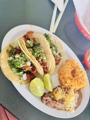 Mexican tacos lunch plate