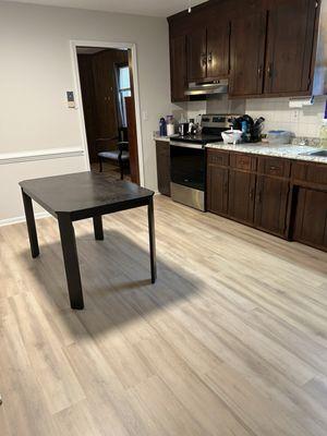 Kitchen with new floor