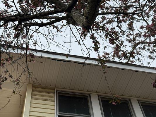 More soffits they replaced that are not adequately secured. Appear to be cut too short.