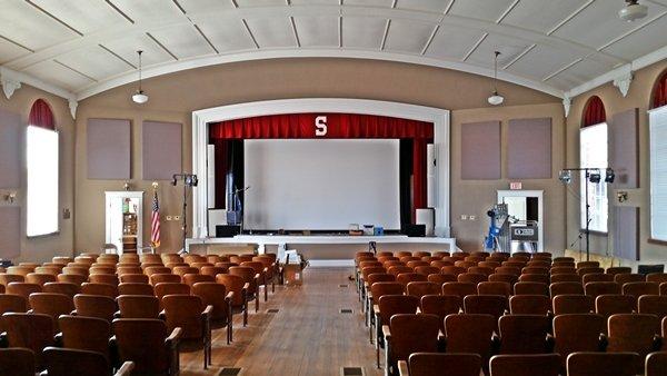 All the lights are on to show off the beauty of our 1924 building