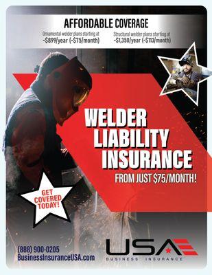 Welder Insurance Starting From $75 a month