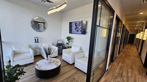Our waiting area, designed for your comfort and relaxation while you await your pampering.