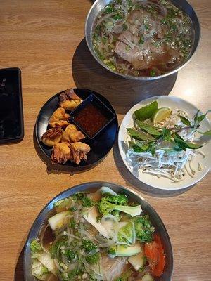 We bought 2 extra sides of pho noodles to add for 1.99 each. WORTH IT!