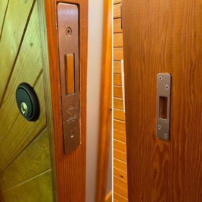 Pocket door hardware installation downtown Campbell condo.