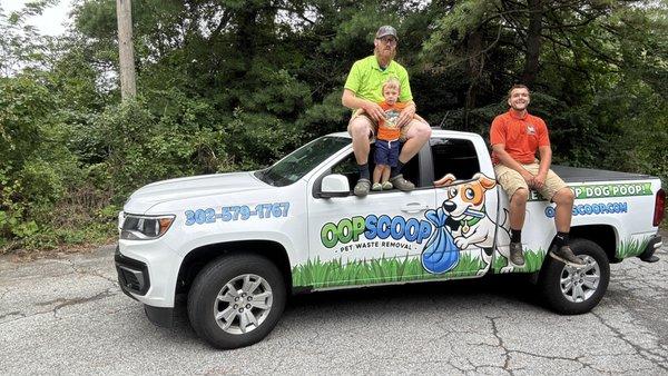 Oop Scoop Team Team Photo after a long day of poop scooping yards.