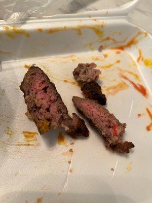 Undercooked hamburger