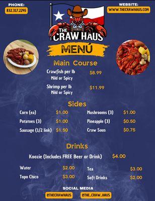 Current Menu (Prices are subject to change based on market pricing)