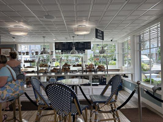 Inside entrance and pastry display