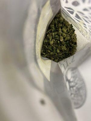 The trash in the garbage bag. I got off work tonight with my handful of blunt wraps, and I was met with disappointment.