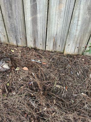 Drug needles and the whole place smells like drugs