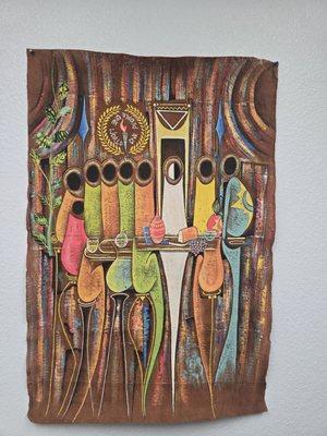 Painting on tree bark from Uganda.