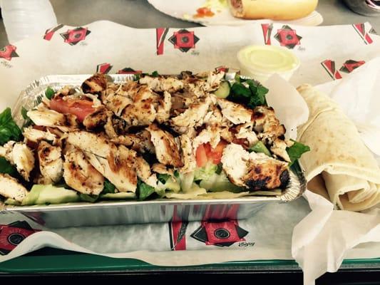 Grilled Chicken Salad with Creamy Caesar and Pita Bread! Amazing!!